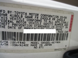 1999 TOYOTA CAMRY LE WHITE 2.2L AT Z17604